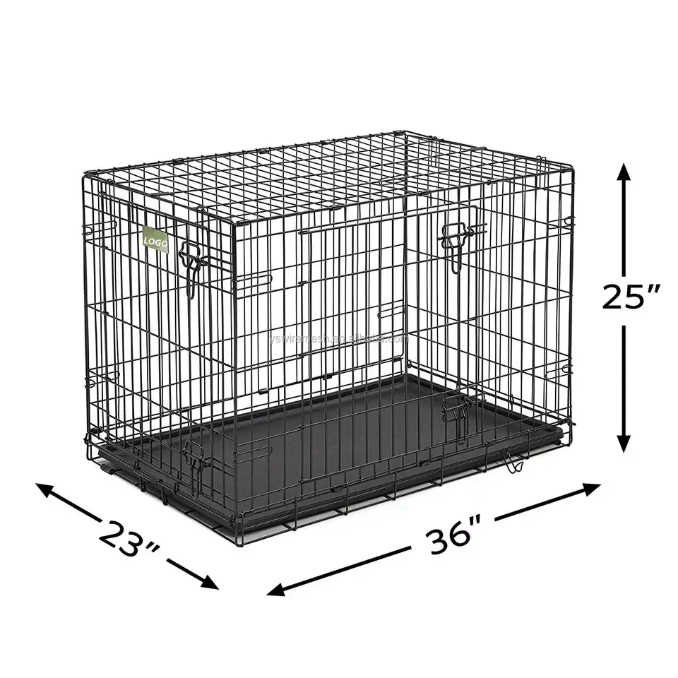 Toptan tek ve çift kapılı evcil hayvan kafesleri katlanabilir köpekler tel kasalar/Kennels