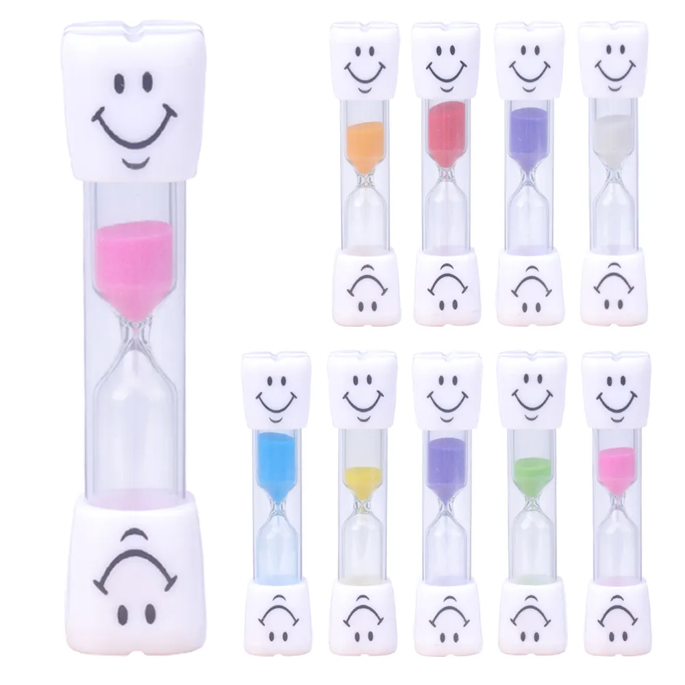 Tailles de formes personnalisées Smiley sablier salle de bain douche horloge sablier en plastique 45 secondes sablier pour brosse à dents