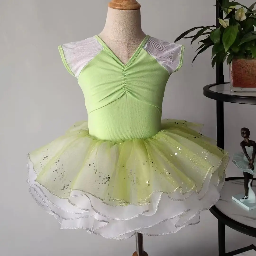 Fabricación profesional niños verde Ángel tutú vestido bebé bailarina tutú