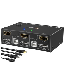 10PCS KVM Switch 2 Monitors 2 Computers USB 3.0 HD MI DP KVM Switcher 4K 60Hz HD Supports <strong>Keyboard</strong> and Mouse Monitor - Product Image 1
