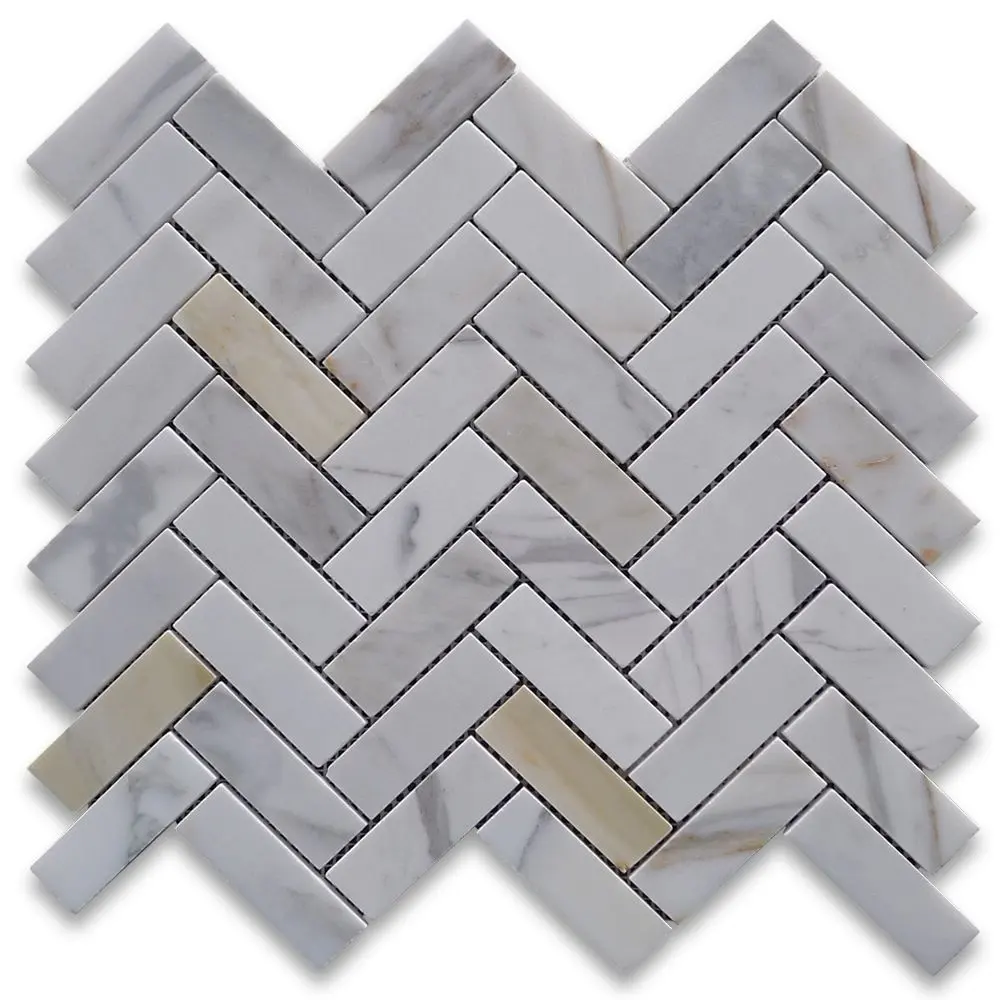 Calacata telha mosaica branco polida mármore 1x3, mosaico mármore