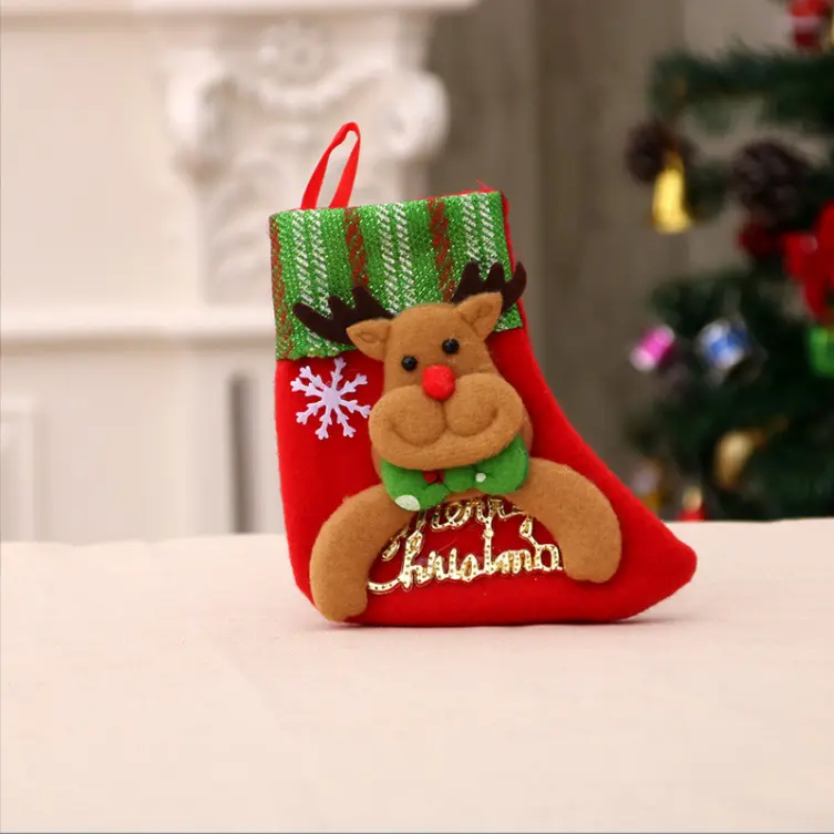 Bolsa de regalo para decoración del hogar, calcetín tejido hecho a mano, calcetines de Navidad, bolsas de regalo, medias de Navidad