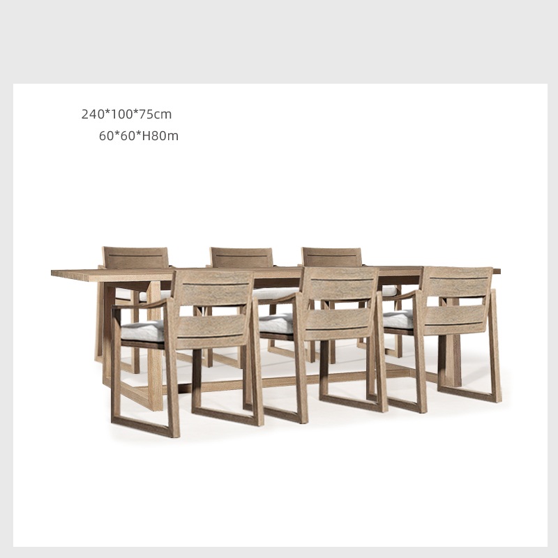 6 fauteuils + table longue 240*100cm