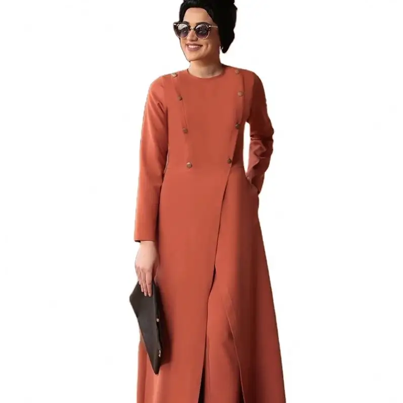 NEWMUSLIMReine Farbe Satin muslimischer langer Rock abaya muslimische Kleider nahost-Kleid Großhandel langes Kleid muslimisches Abendkleid