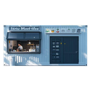 Renovación creativa de un solo contenedor, diseño y construcción de una tienda de contenedores de estructura de acero móvil, tienda de té de la leche - Product Image 5