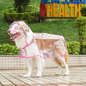 亚马逊跨境宠物雨衣大狗透明与固体图案冬季服装金毛寻回犬 - Product Image 3