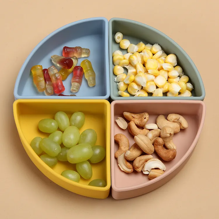 Toreel 4 Stuks Herbruikbare Snackcontainer Kleurrijke Babyvoeding Kwaliteit Siliconen Divider Borden