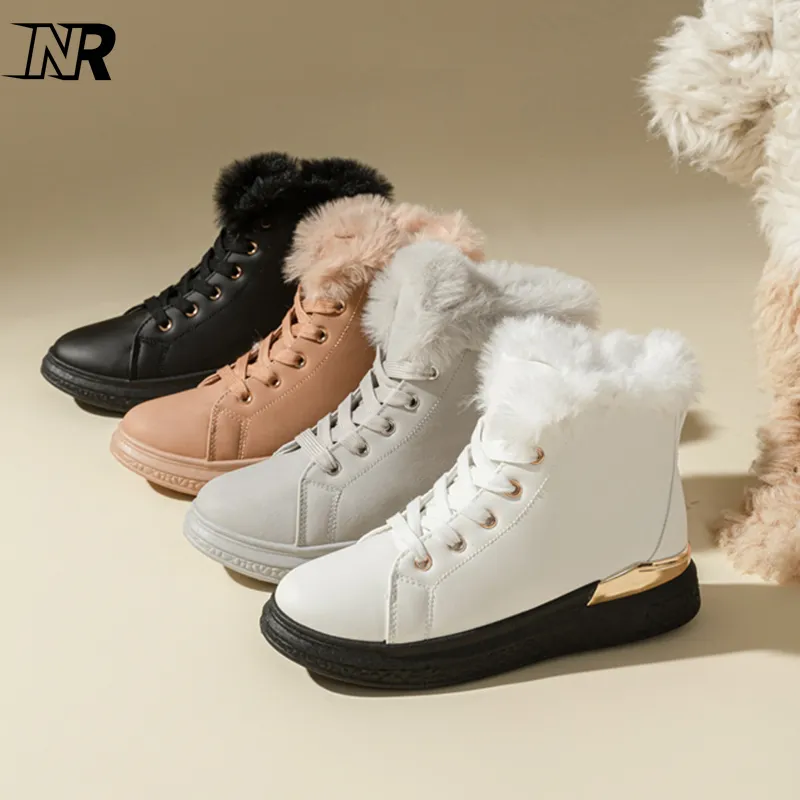 Venta caliente de las mujeres de senderismo zapatos de invierno botines de nieve diseñado clásico con cordones botines para las mujeres zapatos de invierno al aire libre