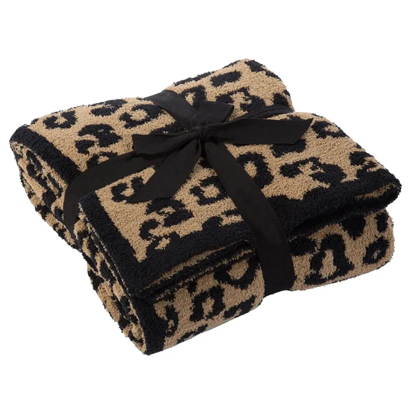 Cygnus Home Children's Knitted Wool Fleece Blanket Leopard Throw Couch Cover Blanket Soft Sofa Textured Solid