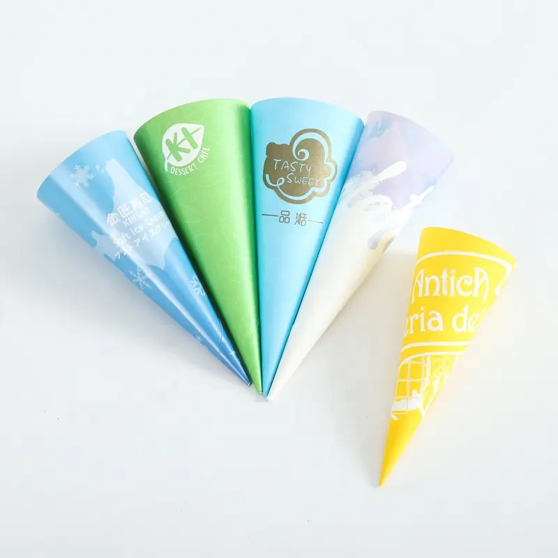 Fundas de papel de cono de helado, personalizado, desechable, promocional