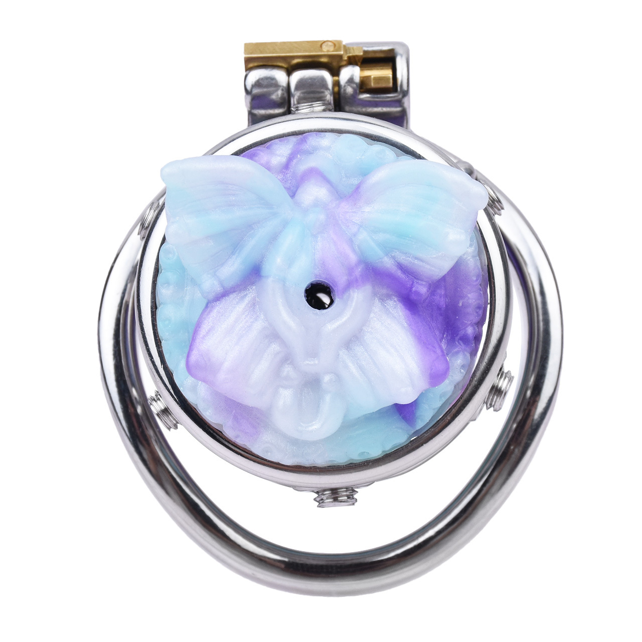 curved ring cage +blue butterfly