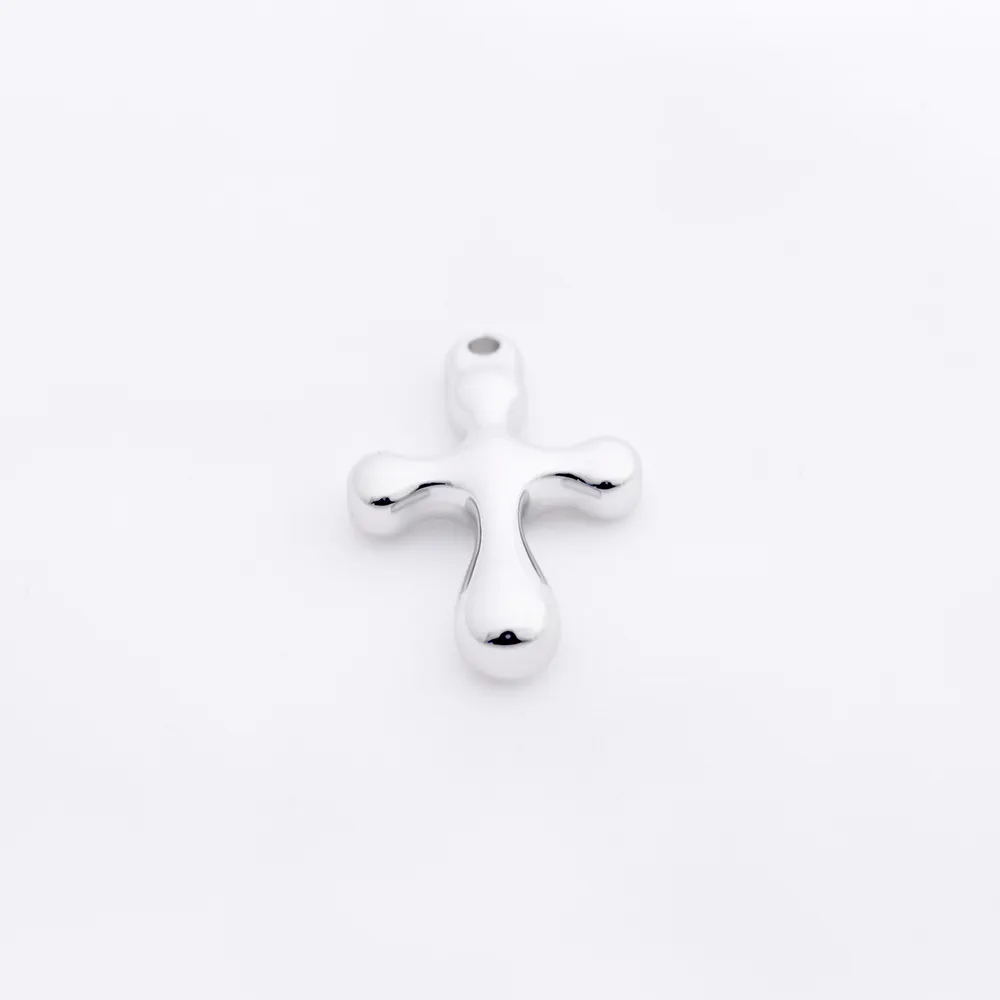 Diseño Simple brillante Cruz cristiana Color plata joyería colgante collar recuerdo joyería conmemorativa Cruz para Mujeres Hombres