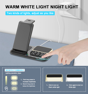 Multifunzione 4 in 1 caricatore Wireless con sveglia per Iphone 14 15 Watch Airpods - Product Image 4