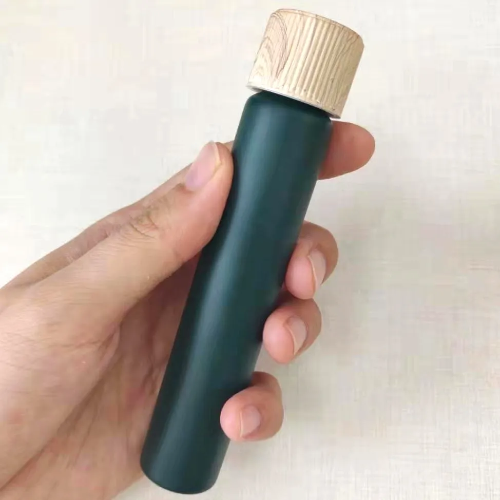 Tubo de vidrio ecológico con tapa de bambú, tubo de cristal personalizado con tapas de tornillo