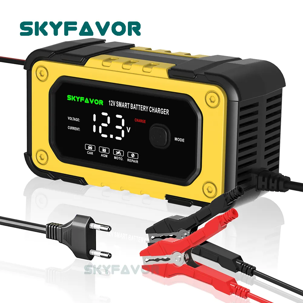 Chargeur de batterie de voiture automatique 12 V 12 V 6A Vente à chaud sans entretien à cycle profond 12 volts gel agm bras chargeur de batterie au plomb