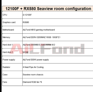 I3 12100 i5 12400 h610m 16g dr4 m.2 rx580 מחשב משחק מחשב עם rgb desktos מראש אביזרים הסיטונאי לבנות מחשב שולחני מחשב שולחני