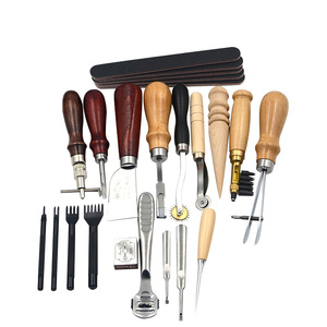 Sıcak satış deri aracı dikiş seti DIY el yapımı el sanatları aracı kutusu delikli ayakkabı yapma çantası 19 adet Set - Product Image 6