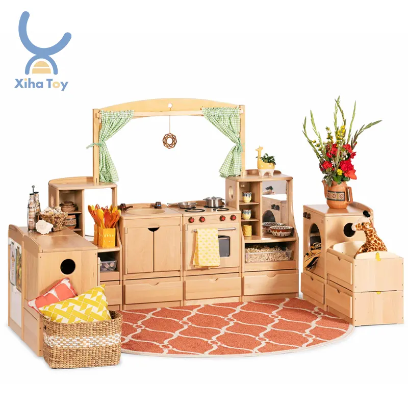 Nuevos Juguetes Educativos de madera para niños, juego de fregadero de cocina, juguete de madera nórdico, refrigerador, horno, juego de simulación, juguetes de cocina preescolar