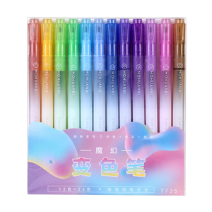 Gradiente de doble cabeza Resaltador colorido Creativo DIY Hand Ledger Key Marking Pen 12 piezas - Product Image 1