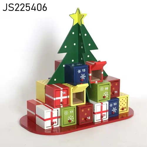 Árbol de Navidad con calendario de Adviento, madera, 12 días de cuenta atrás, calendario de Navidad, decoración