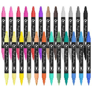 Khy 24 màu cao cấp kép tip Acrylic Bút Đánh Dấu thiết lập tùy chỉnh Gỗ gỗ vải đá đá sơn thủy tinh gốm mực vĩnh viễn - Product Image 4
