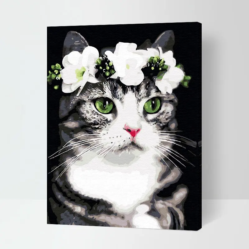 แมวน่ารักสัตว์ภาพภาพวาดบนผืนผ้าใบศิลปะ3D ภาพวาดผนังศิลปะ