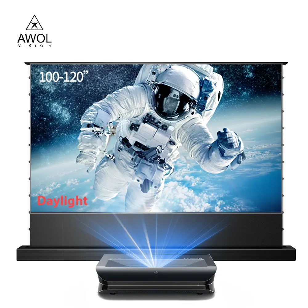 AWOL 비전 LTV 2500 프로젝터 및 스크린 세트, 120 "일광 ALR 스크린 150 인치 4k 레이저 프로젝터 홈 시어터