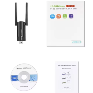 Mini akıllı 1300M wifi adaptörü Bluetooth uyumlu sürücü içermeyen kablosuz ağ kartı - Product Image 2