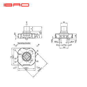 Interruttore tattile multifunzione a 4 direzioni e push centrale 7.5*7.5mm 12V DC - Product Image 3