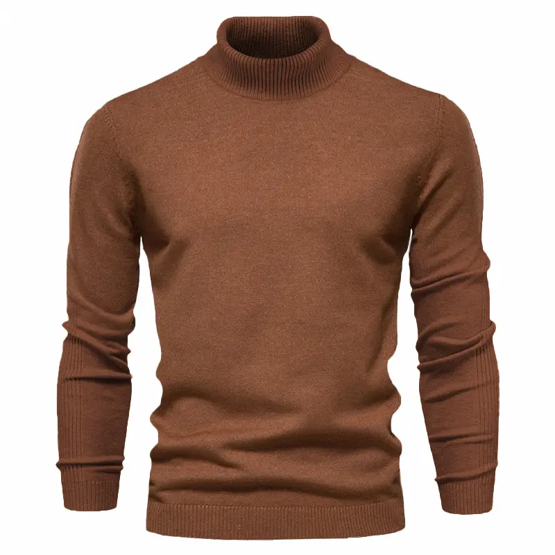 Pullover polos ukuran besar kustom sweater turtleneck wol rajut untuk pria