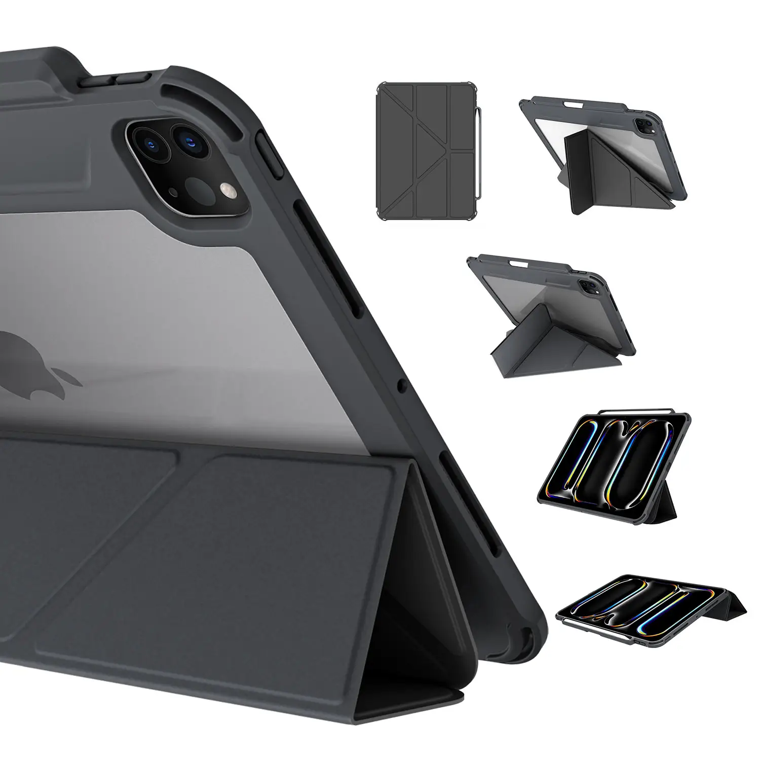 2024 yeni temizle 2.0mm PC TPU dört köşe hava yastığı darbeye akıllı kapak tablet deri iPad kılıfı hava 13 11 iPad Pro 13 11 (M4)