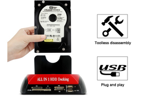 USB 2.0的所有1硬盘复印机带读卡器2.5 "/3.5" SATA/IDE硬盘坞站 - Product Image 6