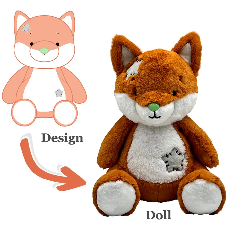 Joparque - Brinquedo de pelúcia de pelúcia com logotipo personalizado, boneco de raposa, pelúcia super macia, brinquedo de mascote bordado fofo e engraçado