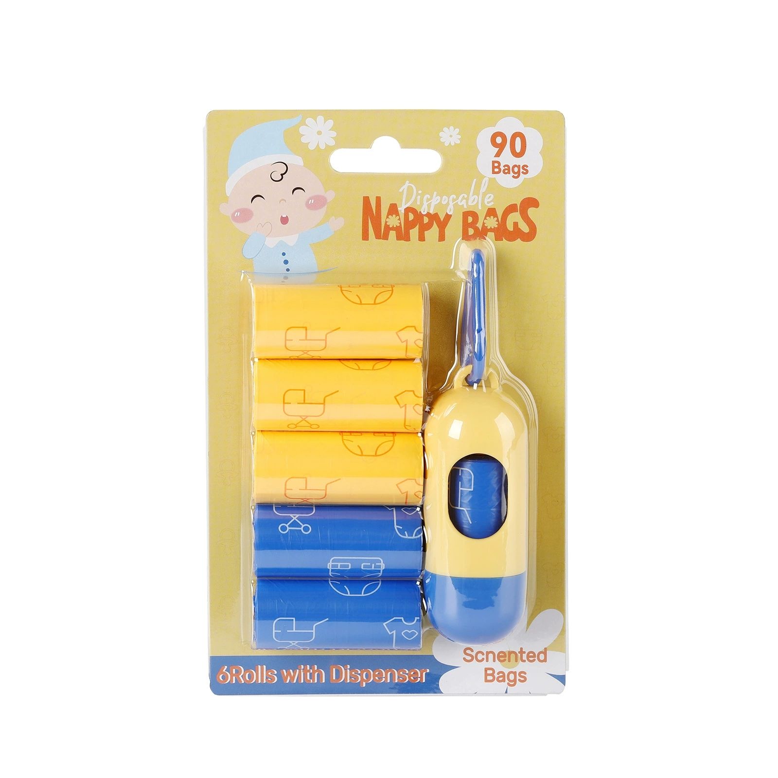 Pack de cartes-bleu et jaune 6 rouleaux+dispenseur