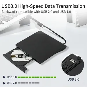 USB 3.0 Type-C 2-in-1超薄便携式光盘驱动器CD-RW DVD-ROM DVD刻录机用于PC笔记本电脑台式机