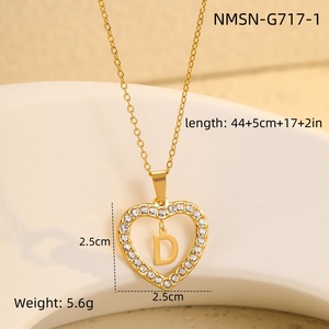 Wholesale Exclusive 26 Letter Stainless Steel 18K Gold Plated Necklace Trendy Heart Pendant Geometric <strong>Key</strong> Titanium Zircon <strong>Key</strong>