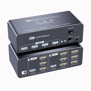 KVMスイッチ3モニター2コンピューターHDMI8K60Hz 2コンピューター共有トリプルモニターと4 USBデバイスサポート拡張 - Product Image 1