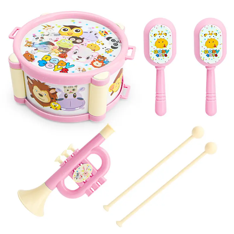 Dessin animé tambour à main tambourin Instrument de percussion musicale bébé cadeaux enfants enfants musique jouets rythme musical