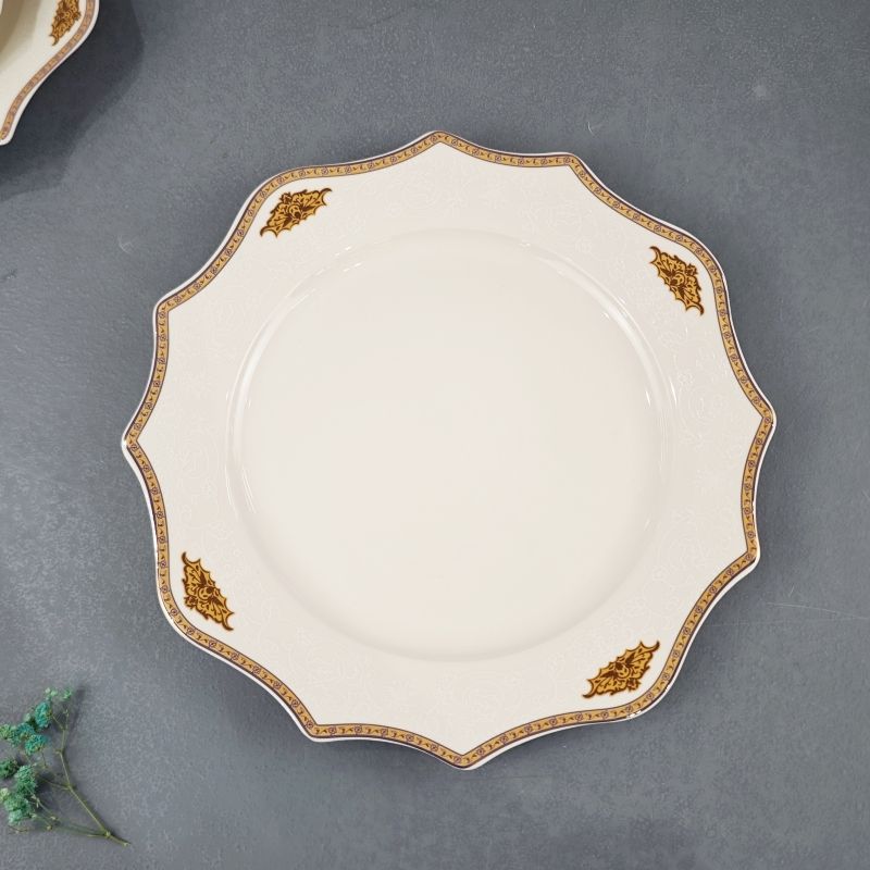 New Bone China Good Quality Good Price Golden Floral Pattern 30pcs Ceramic Tableware Set 3