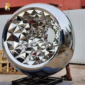 Resong ngoài trời vuông cảnh quan lớn thép không gỉ trừu tượng bóng điêu khắc tượng cho lối vào khách sạn - Product Image 3