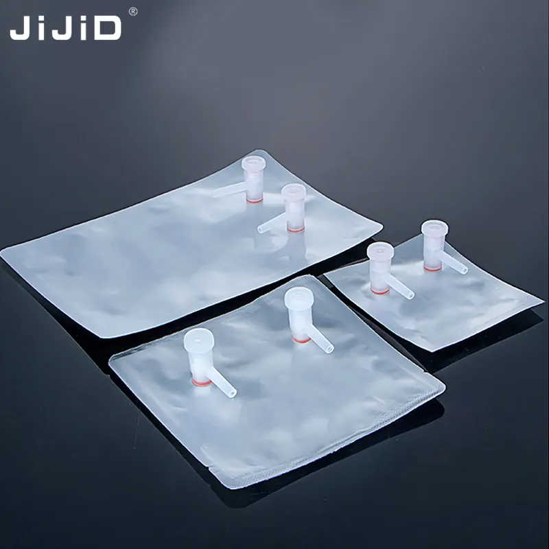 JiJiD çok katmanlı alüminyum folyo gaz örnekleme çantası vana ile laboratuvar için 0.1l ila 5l 1l ila 8l kullanımı çift valf folyo gaz örnekleme çantası