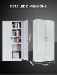 מפעל נדנדה דלת מתכת אחסון ארון פלדה ארון תיוק ארון מתכת עם ארבעה מדפים מתכווננים - Product Image 5