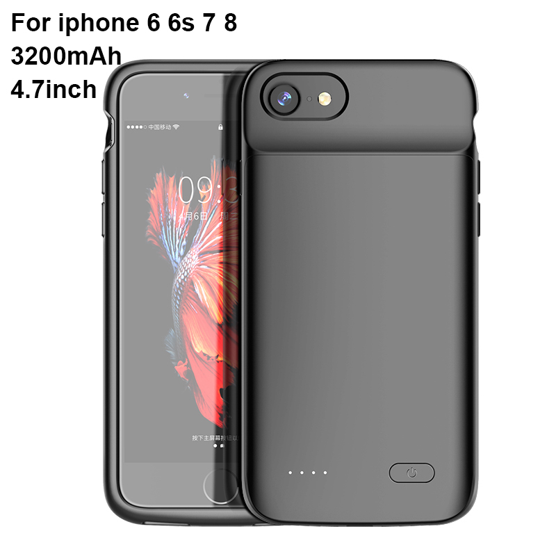 Negro PARA EL iPhone 6/6S/7/8/SE2 (3200mAh)