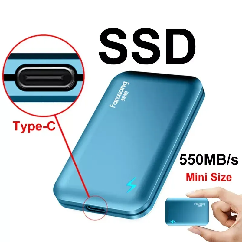 Neue tragbare SSD-Festplatte 500GB 1TB 2TB 4TB externe SSD-Festplatte mit USB 3.2-Anschluss Typ C.