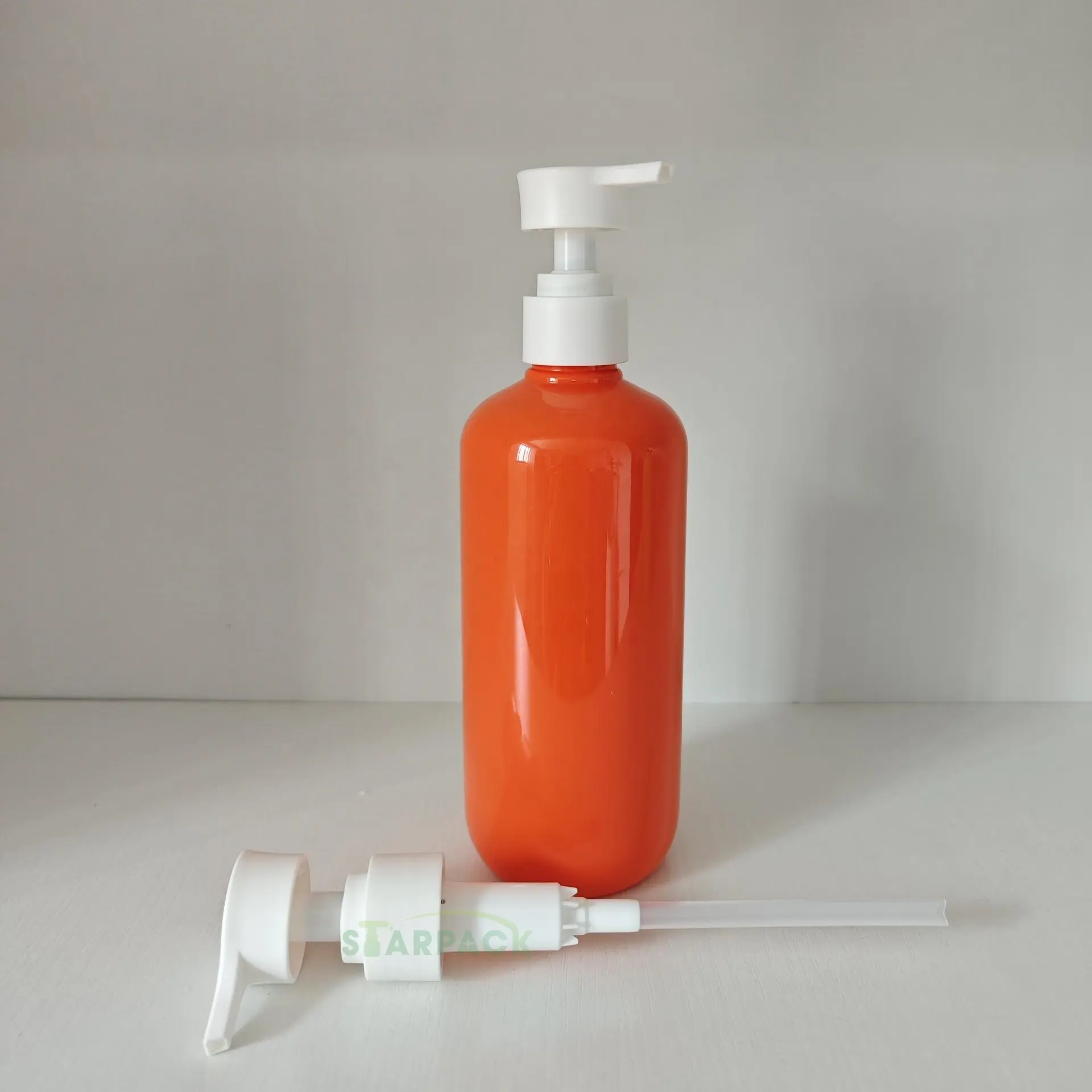 Recipiente cosmético vazio laranja 17oz 500ml, bomba de plástico para lavagem corporal, pulverizador, frascos de shampoo, creme facial, embalagem de sabonete líquido
