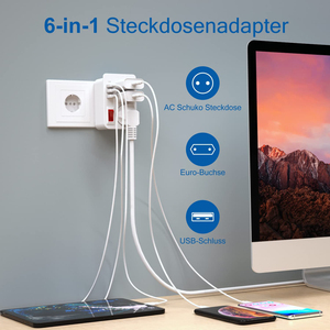 Enchufe USB con interruptor, adaptador de enchufe múltiple con 3 puertos USB, tira de alimentación, protección contra sobretensiones