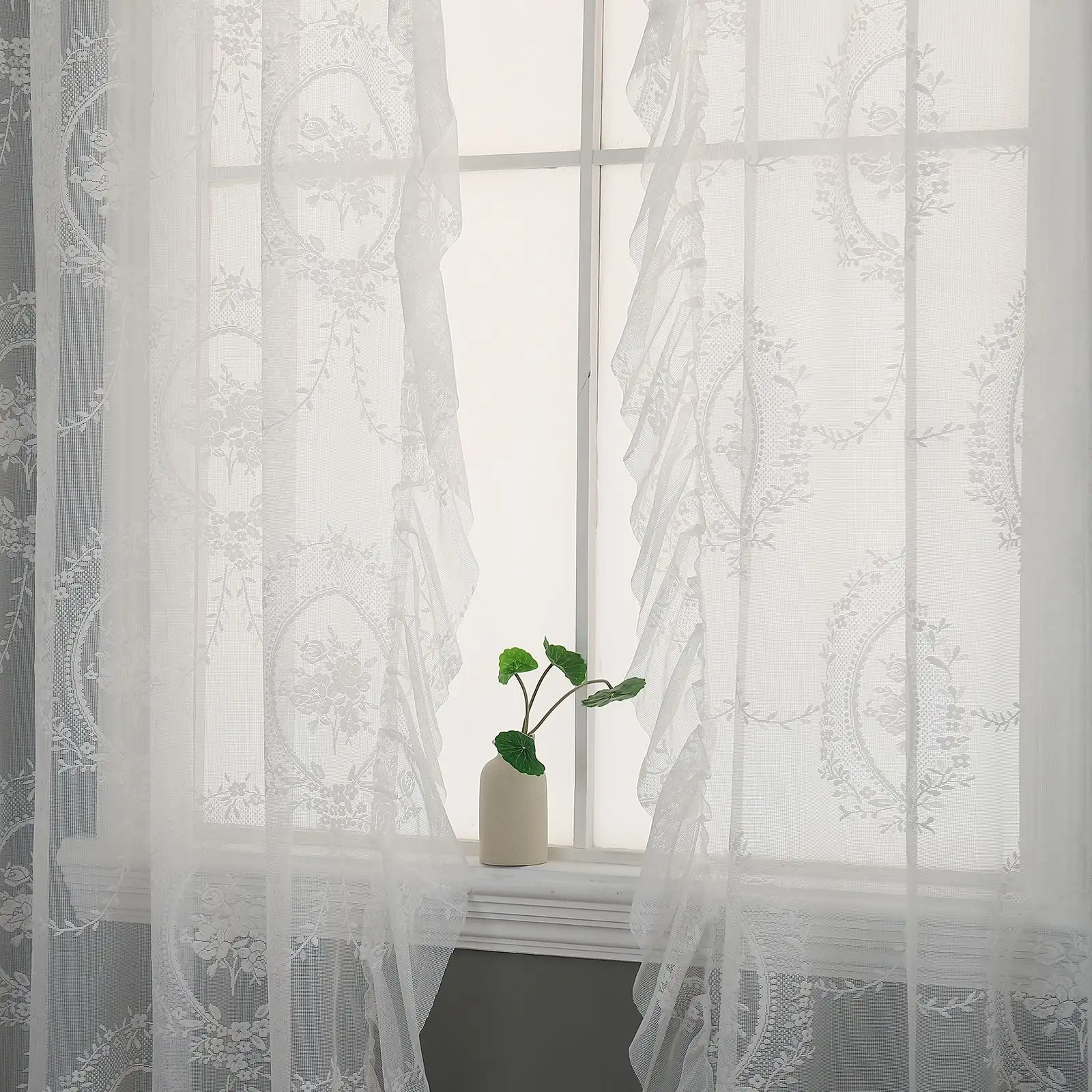 Элегантные занавески на окна гостиной, простые белые кружевные занавески с вышивкой