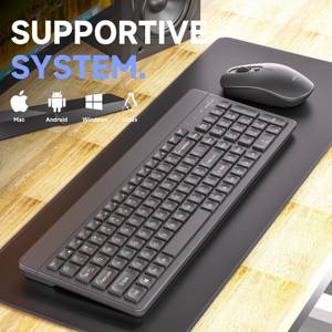 Tamaño compacto 103 Teclas 2,4G USB teclado y ratón Oficina Silencioso Teclado de computadora Multimedia Inalámbrico Teclado y ratón Combo - Product Image 6