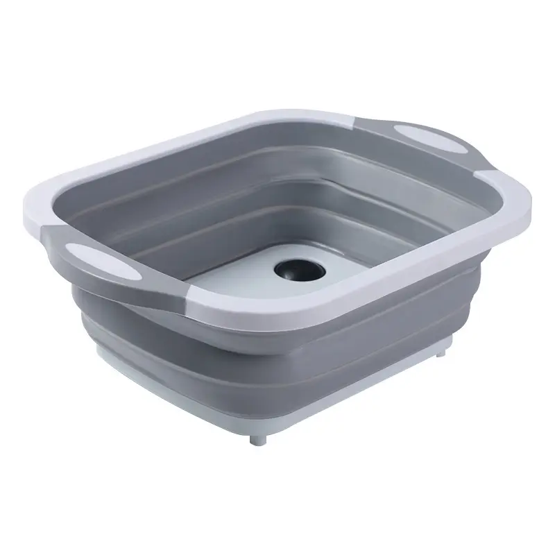 Bassin pliable multifonctionnel pour le lavage des légumes Seau pliable Planche à découper pliable en plastique