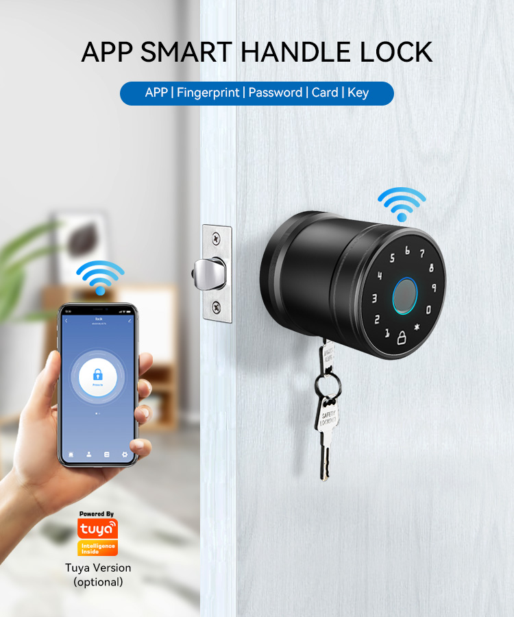 Tediton Safety Fingerprint Digital Deadbolt with Tuya App Keypad Home Fingerprint Smart Door Lock